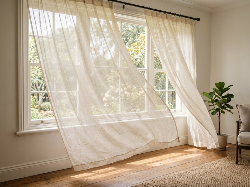 Linen Textured Sheer Curtain